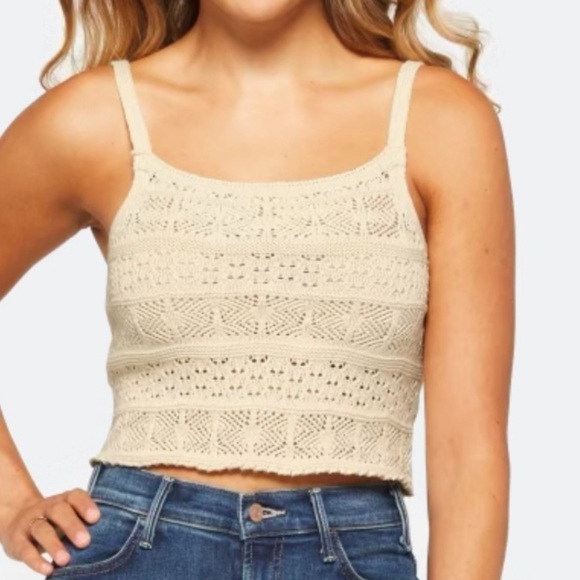 SALTWATER LUXE Kimia Crochet Sweater Tank beige size large - Picture 1 of 12